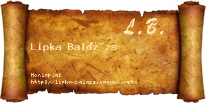 Lipka Balázs névjegykártya